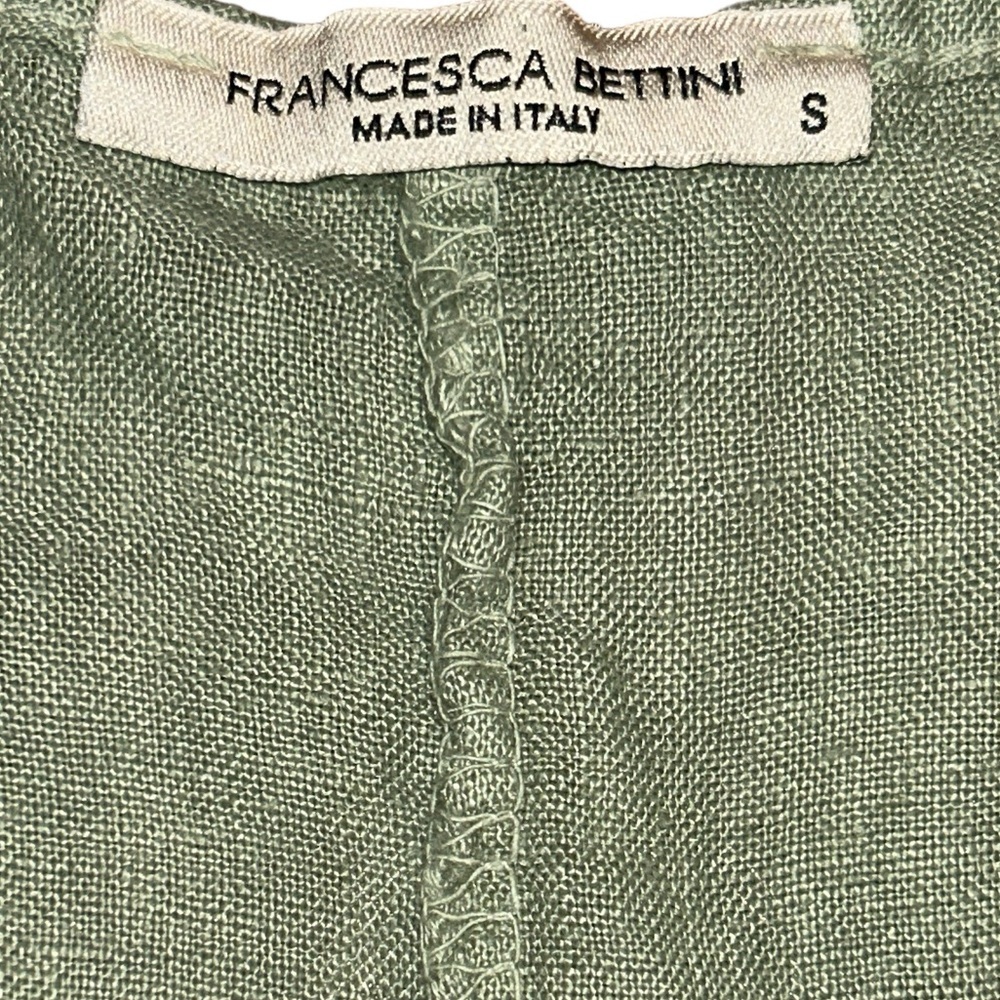 Francesca Bettini Green Sleeveless V Neck 100% Linen Midi Dress Womens Size S - Picture 4 of 6